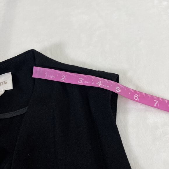 NWT Chicos Sz. 2 Crepe Vest Jacket Womens Black Longline Jacket Belted Charity - Picture 12 of 13